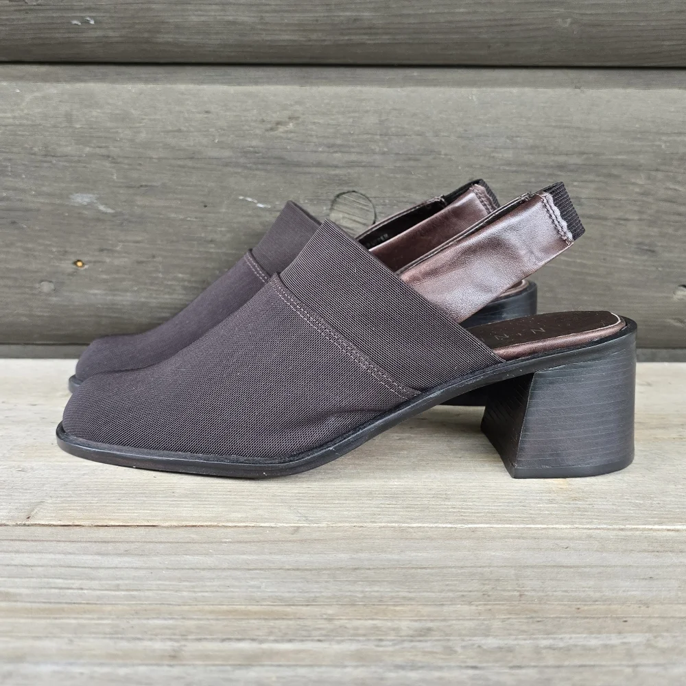 Nine West Tisha 90s Minimalist Revival Slingback Mule Block Heels 7.5M